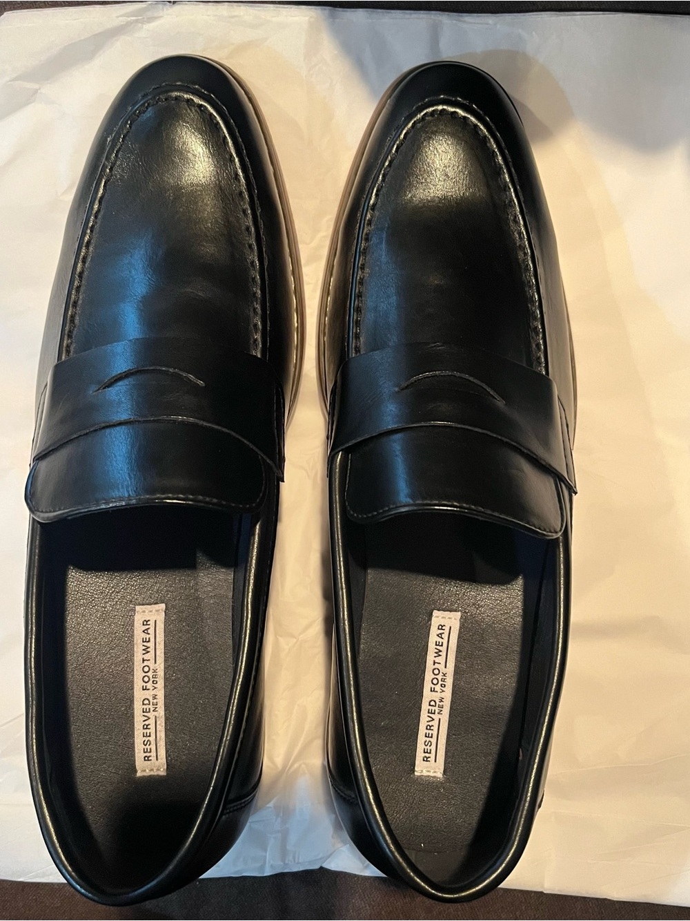 Reserved Black Leather Penny Loafers Men’s Size 11